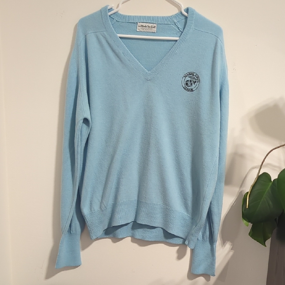 Lands' End Women's Sky Blue V-Neck Sweater